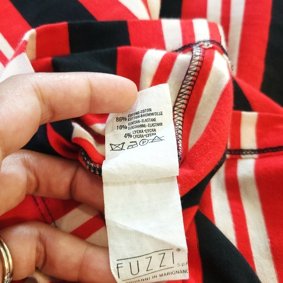 RARE Vintage Jean Paul Gaultier Red Stripe Mangolian Fur Bow Midi Dress - Picture 7 of 13